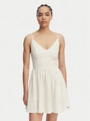 Tommy Jeans Sukienka letnia Skater DW0DW22345 Beżowy jasny Slim Fit. Brązowe sukienki damskie Tommy Jeans, na lato, l, bez wzorów, z jeansu, bez kołnierzyka, bez ramiączek. Za 489.99 zł.