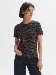 OPUS Koszulka w kolorze granatowo-jasnobrązowym rozmiar: 38. Brązowe bluzki damskie Opus, bez wzorów, bez kołnierzyka, bez ramiączek. Za 100.99 zł.