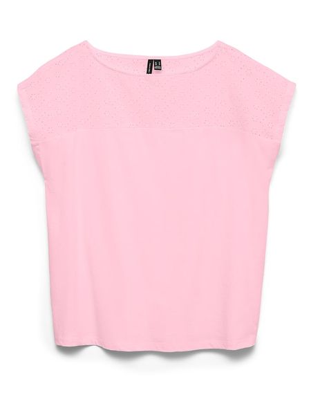 Vero Moda Bluzka w kolorze jasnoróżowym rozmiar: M. Różowe bluzki damskie Vero Moda, m, bez wzorów, z bawełny, bez kołnierzyka, bez ramiączek. Za 65.69 zł.