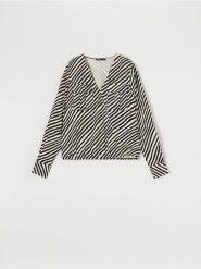 Koszula ze wzorem - wielobarwny. Koszule damskie Sinsay, l, bez wzorów, eleganckie, bez kołnierzyka, bez ramiączek. Za 39.99 zł.