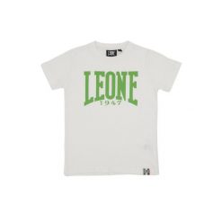 Koszulka z bawełna na czas wolny na co dzień. Białe bluzki damskie LEONE 1947 APPAREL, bez wzorów, z bawełny, sportowe, bez kołnierzyka, bez ramiączek. W wyprzedaży za 44.86 zł.