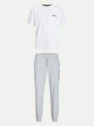 Jack & Jones Komplet t-shirt i spodnie dresowe Beau 12277849 Biały Relaxed Fit. Białe spodnie dresowe męskie Jack & Jones, bez wzorów, z bawełny. Za 109.99 zł.