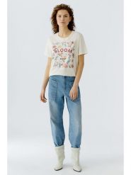 Oui Koszulka w kolorze kremowym ze wzorem rozmiar: 40. Brązowe t-shirty damskie Oui, bez wzorów, z bawełny, bez kołnierzyka. Za 173.99 zł.