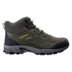 Buty Hi-Tec Hendon Mid Wp 92800376982 zielone. Zielone buty trekkingowe męskie z gumy, bez zapięcia. Za 370.74 zł.