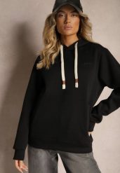 Czarna Casualowa Bluza z Dodatkiem Bawełny Kapturem i Ozdobnymi Sznurkami Feseraria. Czarne bluzy z kapturem damskie Renee, l, z bawełny. Za 79.99 zł.