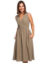 Stylove Sukienka w kolorze khaki rozmiar: L. Brązowe sukienki damskie Stylove, l, bez wzorów, bez kołnierzyka, bez ramiączek, midi. Za 72.99 zł.
