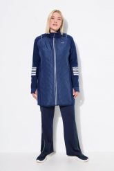 Damskie Płaszcz 2 w 1 odpinane rękawy stójka z recyklingu. Niebieskie płaszcze damskie Ulla Popken, plus size, bez wzorów, z elastanu, plus size. Za 429.99 zł.
