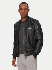 Aeronautica Militare Kurtka skórzana 261PN5053UPL00320 Czarny Regular Fit. Czarne kurtki męskie AERONAUTICA MILITARE, m, bez wzorów, ze skóry, bez kaptura. Za 3,089.00 zł.