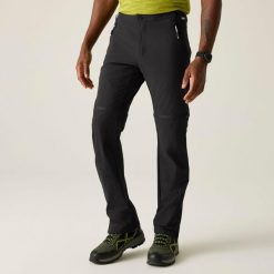 Męskie spodnie górskie z odpinanymi nogawkami. Czarne szorty męskie Regatta, bez wzorów, z elastanu, sportowe. W wyprzedaży za 349.99 zł.