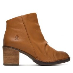 Botki Fly London. Brązowe botki damskie Fly London, bez obcasa, na słupku, bez zapięcia. Za 529.99 zł.