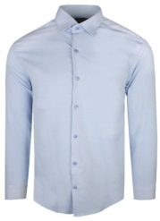 Elegancka Męska Taliowana Koszula - Rigon - Błękitna (Slim Fit). Niebieskie koszule męskie Rigon, m, bez wzorów, z bawełny, bez kołnierzyka, bez ramiączek. Za 115.00 zł.