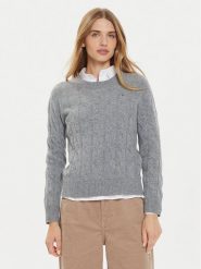 Tommy Hilfiger Sweter WW0WW43586 Szary Regular Fit. Szare swetry klasyczne damskie Tommy Hilfiger, m, z wełny, bez kołnierzyka. Za 649.99 zł.