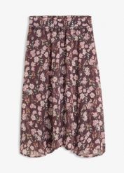 Spódnica midi z szyfonu. Fioletowe spódniczki damskie bonprix, bez wzorów, z szyfonu, midi, asymetryczne. Za 124.99 zł.