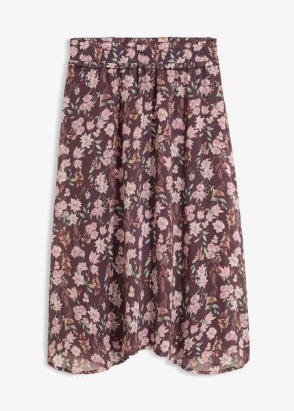 Spódnica midi z szyfonu. Fioletowe spódniczki damskie bonprix, bez wzorów, z szyfonu, midi, asymetryczne. Za 124.99 zł.