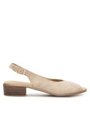 Go Soft Sandały WI23-LUCY-04 Beżowy. Brązowe sandały damskie GO SOFT, bez wzorów, ze skóry, bez obcasa, na płaskiej podeszwie. Za 169.99 zł.