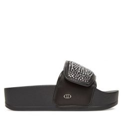 Klapki Liu Jo. Czarne klapki damskie Liu Jo, bez wzorów, bez obcasa. Za 329.99 zł.
