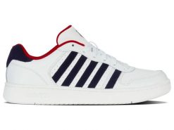 Buty - sportowe - męskie - K-SWISS - COURT PALISADES - peacoat biały. Białe buty sportowe na co dzień męskie K-Swiss, z gumy, bez zapięcia, tenisowe. Za 169.00 zł.