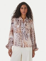 Guess Koszula W6GH22 W1789 Beżowy Regular Fit. Brązowe koszule damskie Guess, l, z aplikacjami, z wiskozy, bez kołnierzyka, bez ramiączek. Za 524.99 zł.