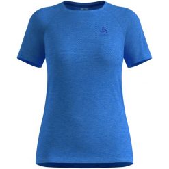 Koszulka damska Odlo T-shirt crew neck s/s ESSENTIAL SEAMLESS. Niebieskie bielizna termoaktywna damska Odlo, m, bez wzorów, z materiału. Za 219.99 zł.