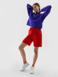 4F Spodenki dresowe uniseks M. Czerwone szorty damskie 4f, bez wzorów, z bawełny. W wyprzedaży za 9.99 zł.