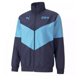 Kurtka Manchester City Prematch. Niebieskie kurtki męskie Puma, s, bez wzorów, z materiału, bez kaptura. Za 293.75 zł.