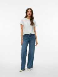 Vero Moda Koszulka w kolorze białym rozmiar: XS. Białe bluzki damskie Vero Moda, xs, bez wzorów, z bawełny, bez kołnierzyka. Za 53.41 zł.