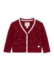Guess Kardigan A6BR01 Z1312 Bordowy Regular Fit. Czerwone swetry dziewczęce Guess, z aplikacjami, z wiskozy, bez kołnierzyka. Za 194.99 zł.