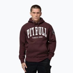 Bluza męska Pitbull Norton Hooded. Czerwone bluzy sportowe męskie PITBULL, bez wzorów, z bawełny, bez kołnierzyka, bez ramiączek. Za 189.99 zł.