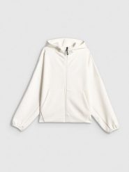 4F Bluza dresowa regular z kapturem damska - biała XS. Białe bluzy z kapturem damskie 4f, xs, z dresówki. Za 199.99 zł.