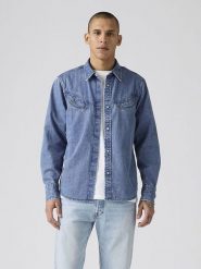 Levi's Koszula dżinsowa w kolorze błękitnym rozmiar: L. Niebieskie koszule męskie Levi's, l, bez wzorów, z bawełny, bez kołnierzyka, bez ramiączek. Za 170.47 zł.