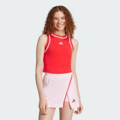 Koszulka Essentials Color-Pop Cotton Crop Tank. Czerwone t-shirty damskie Adidas, m, bez wzorów, bez kołnierzyka. Za 119.00 zł.