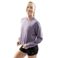 Bluza treningowa crop top dla kobiet Fitness Siroko Zenith. Fioletowe bluzy bez kaptura damskie SIROKO, l, bez wzorów, z materiału, bez ramiączek. Za 169.00 zł.