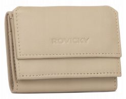 Portfel damski Rovicky R-18-LFN beżowy. Brązowe portfele damskie ROVICKY, bez wzorów, ze skóry. Za 33.75 zł.