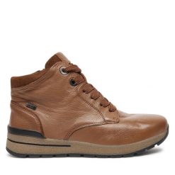 Trzewiki Caprice. Brązowe botki damskie Caprice, bez obcasa, na płaskiej podeszwie, bez zapięcia. Za 349.99 zł.