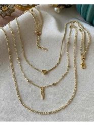 Luseera Pozłacany naszyjnik z elementami ozdobnymi - dł. 55 cm rozmiar: onesize. Białe naszyjniki damskie Luseera, pozłacane. Za 39.99 zł.