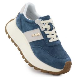 Skórzane buty na grubej platformie niebieskie Filippo DP6785. Niebieskie buty sportowe na co dzień damskie bez wzorów. Za 453.58 zł.