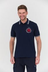 AERONAUTICA MILITARE Granatowa koszulka Polo M.C. Niebieskie koszulki polo męskie AERONAUTICA MILITARE, l, bez wzorów, bez ramiączek. W wyprzedaży za 269.99 zł.