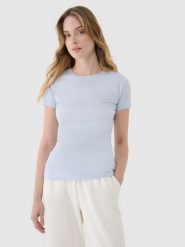 4F T-shirt slim z modalem damski - niebieski L. Niebieskie t-shirty damskie 4f, l, bez wzorów, z bawełny, bez kołnierzyka. W wyprzedaży za 29.99 zł.
