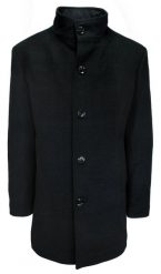 Elegancki, Czarny Płaszcz Wełniany, Jesienno-Zimowy, Zapinany na Guziki. Czarne płaszcze męskie Zanardi Trade, na wiosnę, m, bez wzorów, z materiału, eleganckie. Za 695.00 zł.