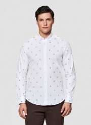 PAKO LORENTE - Biała koszula męska w wiśnie. Białe koszule męskie Pako Lorente, m, bez wzorów, z bawełny, bez kołnierzyka, bez ramiączek. Za 299.99 zł.