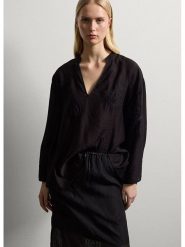 STEFANEL Bluzka w kolorze czarnym rozmiar: M. Czarne bluzki damskie Stefanel, m, bez wzorów, bez kołnierzyka, bez ramiączek. Za 173.99 zł.