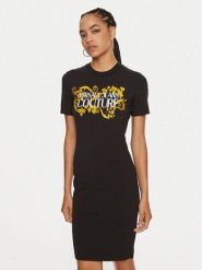 Versace Jeans Couture Sukienka codzienna 77HAOE05 CJ02E Czarny Slim Fit. Czarne sukienki damskie Versace Jeans Couture, na co dzień, s, bez wzorów, z bawełny, bez kołnierzyka, bez ramiączek, proste. Za 609.99 zł.