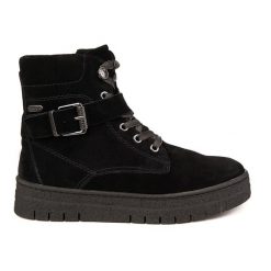 MARCO TOZZI ZLN 0531 czarne botki z naturalnego zamszu, ocieplane futrem. Czarne buty zimowe męskie ZZFACTOY, na jesień, bez zapięcia. Za 273.99 zł.