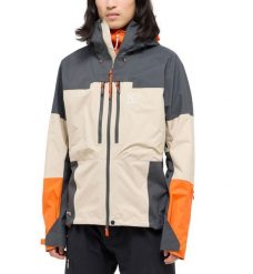 Męska Kurtka Alpinistyczna GORE-TEX Pro Wodoodporna Spitz. Brązowe kurtki męskie Haglöfs, l, bez wzorów, z gore-texu, bez kaptura. Za 1,299.00 zł.