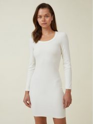 Cotton On Sukienka codzienna 2054242 Biały Slim Fit. Białe sukienki damskie Cotton On, na co dzień, l, bez wzorów, z bawełny, bez kołnierzyka, bez ramiączek, proste. Za 79.99 zł.