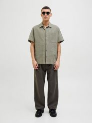 Jack & Jones Koszula - Regular fit - w kolorze khaki rozmiar: S. Brązowe koszule męskie Jack & Jones, s, bez wzorów, z bawełny, bez kołnierzyka, bez ramiączek. Za 70.41 zł.