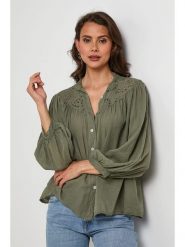 Lin Passion Bluzka w kolorze khaki rozmiar: 38/40. Brązowe bluzki damskie Lin Passion, bez wzorów, z bawełny, klasyczne, bez kołnierzyka, bez ramiączek. Za 140.86 zł.