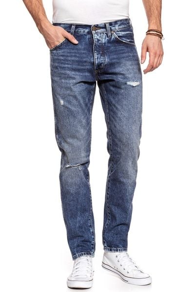 SPODNIE MĘSKIE WRANGLER SLIDER ONCE UPON A BLU W18RGW195 112127370. Spodnie materiałowe męskie Wrangler, bez wzorów, z jeansu. Za 199.99 zł.