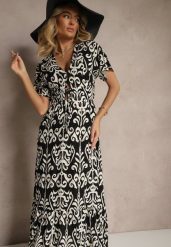 Czarna Wiskozowa Sukienka z Abstrakcyjnym Wzorem Tuledia. Czarne sukienki damskie Renee, na co dzień, na lato, l, bez wzorów, z wiskozy, eleganckie, bez kołnierzyka, bez ramiączek, maxi. W wyprzedaży za 52.49 zł.