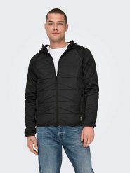 ONLY & SONS Kurtka przejściowa "Lan" w kolorze czarnym rozmiar: XXL. Czarne kurtki męskie Only & Sons, xxl, bez wzorów, bez kaptura. Za 96.60 zł.